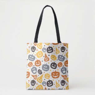 Colourful Jack-O'-Lantern Faces Pattern Tote Bag