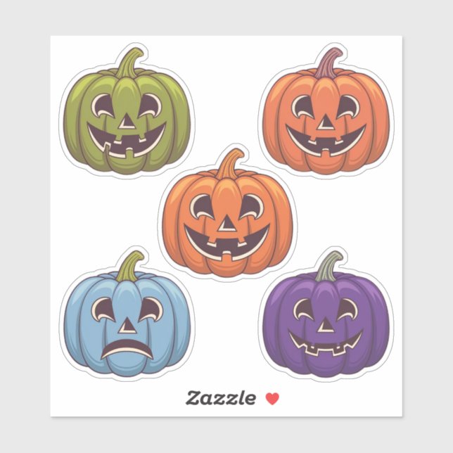 Colourful Jack-o’-Lantern Scrapbook Stickers Sheet (Sheet)