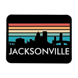 Colourful Jacksonville Florida Retro Sunset Skylin Magnet