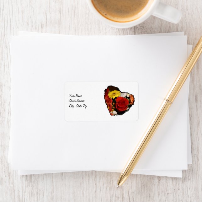 Colourful Jagged Edge Flower Heart Custom Label (Insitu)