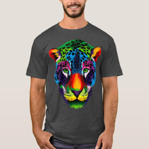 Colourful Jaguar head Pop Art Style Rainbow Jaguar T-Shirt