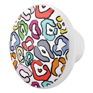 Colourful Jaguar Skin Background Ceramic Knob