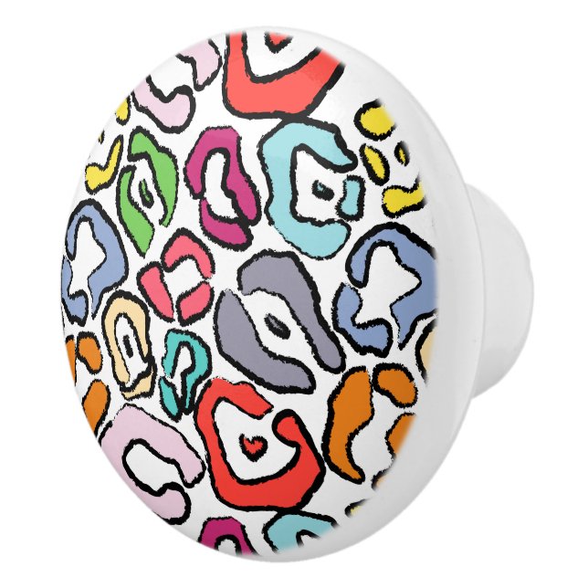 Colourful Jaguar Skin Background Ceramic Knob (Right)
