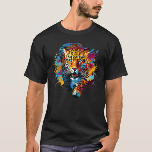 Colourful Jaguar Wildlife Big Cat Lover Splash Art T-Shirt