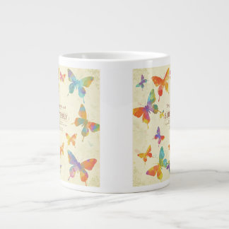 Colourful Jambo Jug Design with Abstract Butterfli Large Coffee Mug
