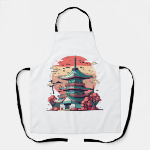 Colourful Japan Building Art Apron