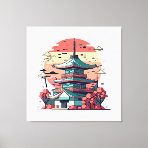 Colourful Japan Building Art Canvas Print