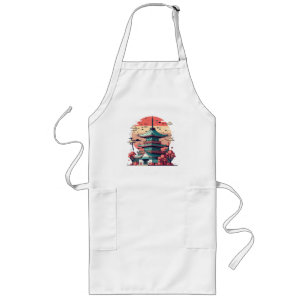 Colourful Japan Building Art Long Apron