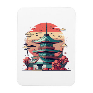 Colourful Japan Building Art Magnet