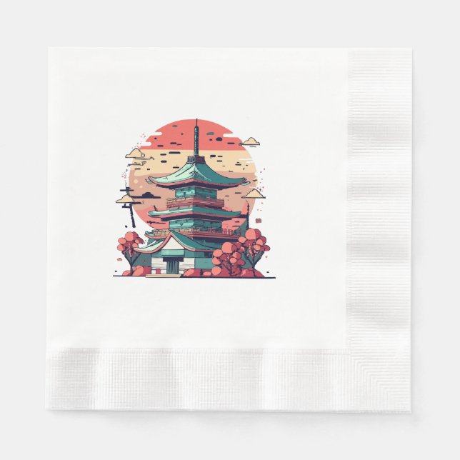 Colourful Japan Building Art Napkin (Front)