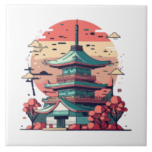 Colourful Japan Building Art Tile