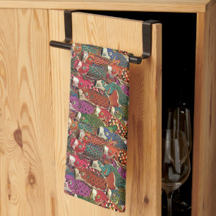 Colourful Japanese Carp Streamers Tea Towel