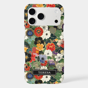 Colourful Japanese Floral Pattern Monogrammed