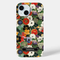 Colourful Japanese Floral Pattern Monogrammed