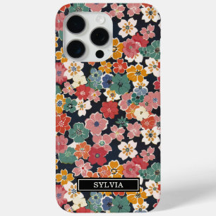 Colourful Japanese Floral Print Monogrammed iPhone 15 Pro Max Case