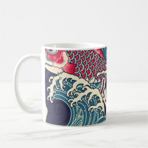 Colourful japanese Koi/carp fish in the wave seaml Coffee Mug