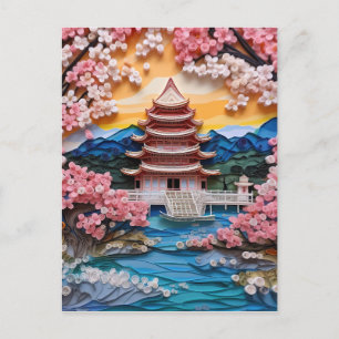 Colourful Japanese Landscape Background Holiday Postcard