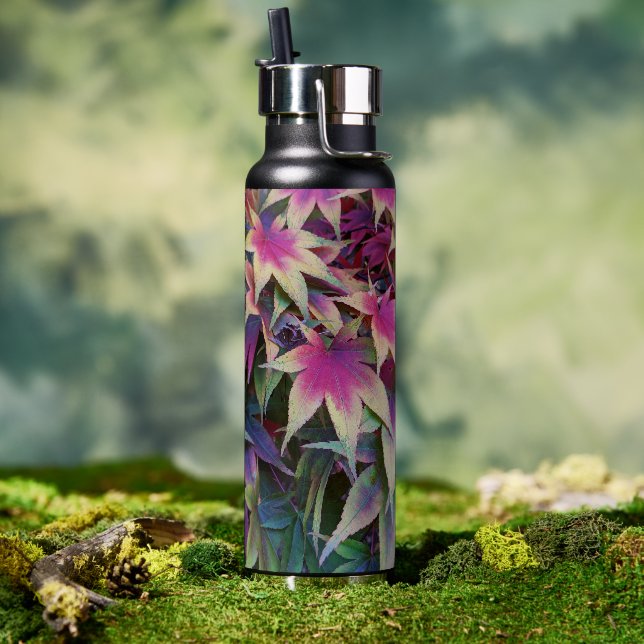 Colourful Japanese Maple Leaves Floral Water Bottle (Outdoor)