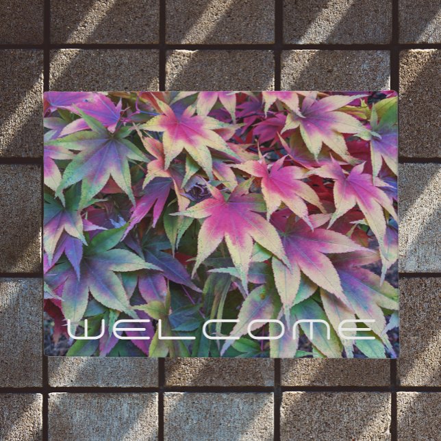Colourful Japanese Maple Leaves Welcome Doormat (In Situ)