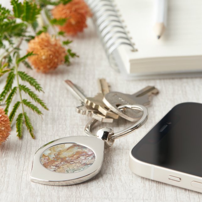 Colourful Jasper Stone Pattern Key Ring (Side)