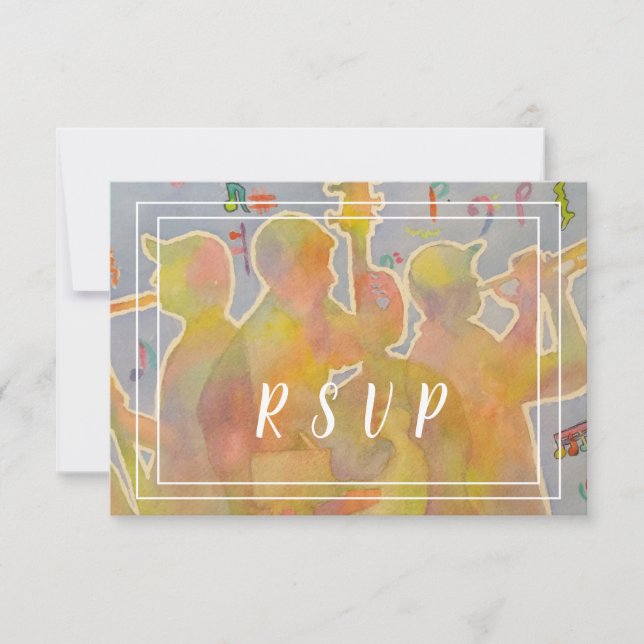 Colourful Jazz Band RSVP Card (Front)
