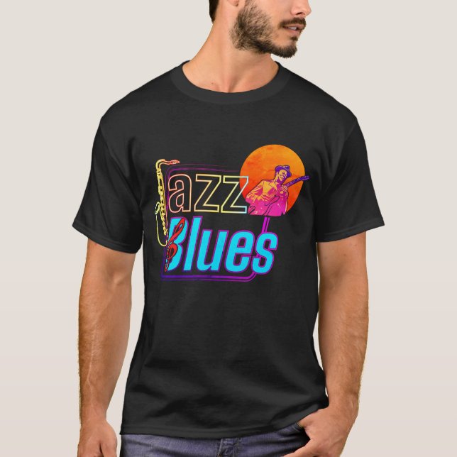 Colourful Jazz & Blues Vibes T-Shirt (Front)