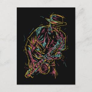 Colourful Jazz Player postcard