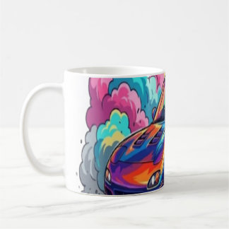 Colourful JDM Sports Car Drifting Neon Tire Smoke  Coffee Mug