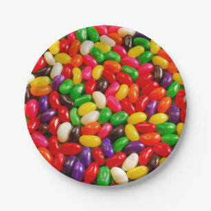 Colourful jelly bean candy paper plate