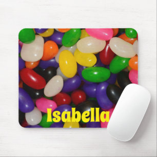 Colourful Jelly Bean Design with Custom Name Mouse Mat