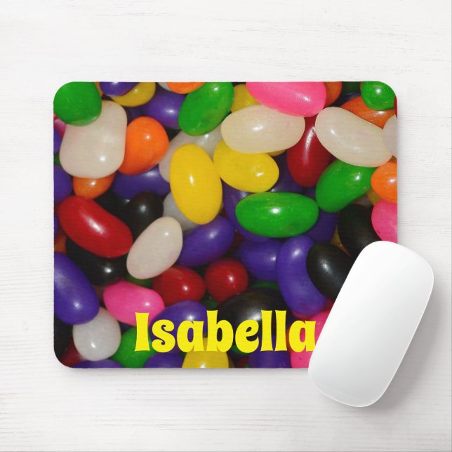 Colourful Jelly Bean Design with Custom Name Mouse Mat (With Mouse)