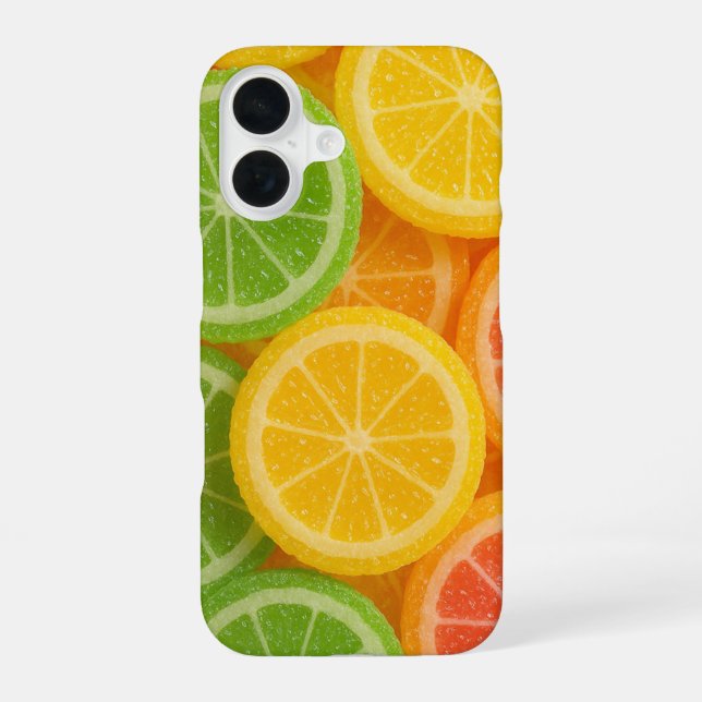 Colourful Jelly Citrus Candy Slice iPhone 16 Case (Back)