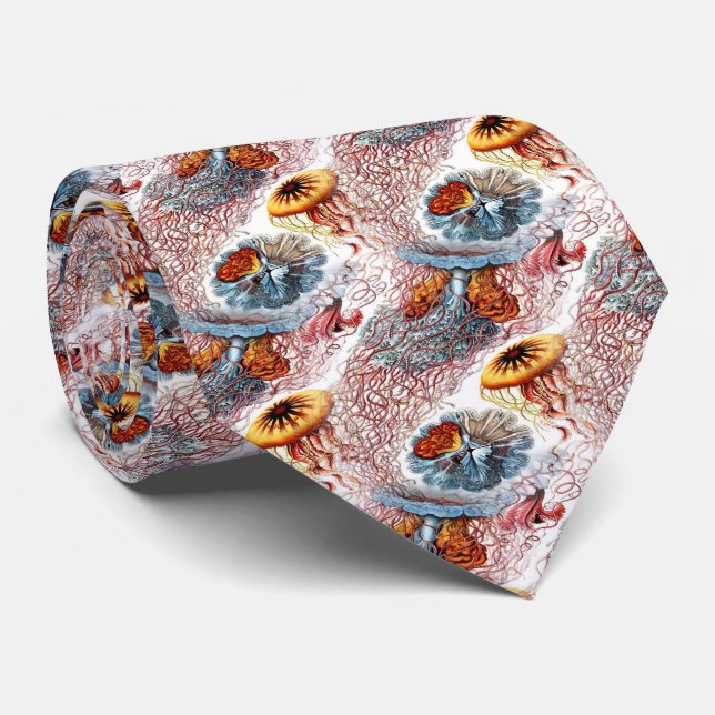 Colourful Jelly Fish Men's Tie (Rolled)
