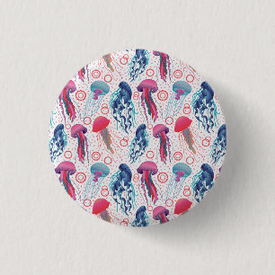 Colourful Jelly fishes 3 Cm Round Badge