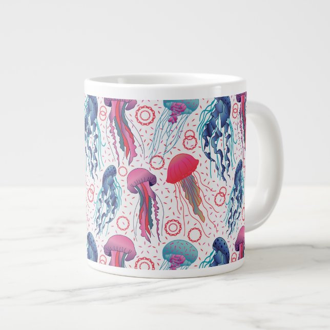 Colourful Jelly fishes Large Coffee Mug (Front Right)
