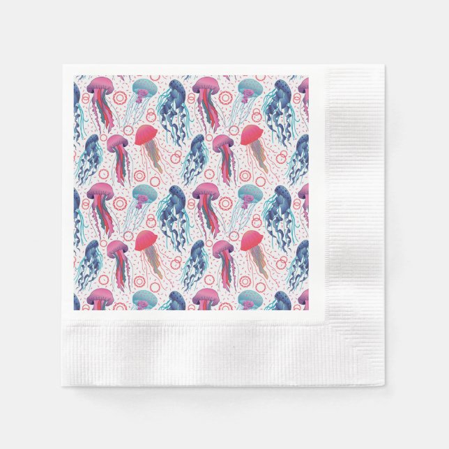Colourful Jelly fishes Napkin (Front)