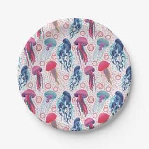 Colourful Jelly fishes Paper Plate