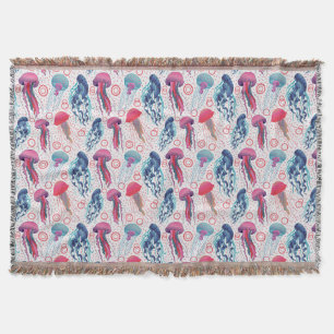 Colourful Jelly fishes Throw Blanket