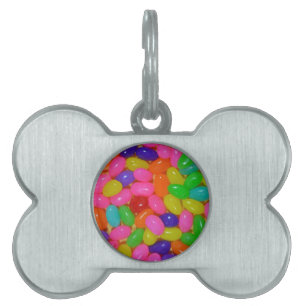 Colourful jellybean candy pet name tag
