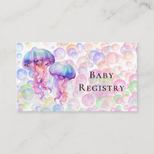 Colourful Jellyfish and Bubbles Girl Baby Registry Enclosure Card