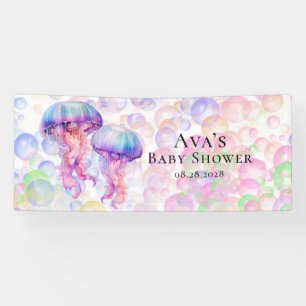 Colourful Jellyfish and Bubbles Girl Baby Shower Banner