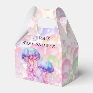 Colourful Jellyfish and Bubbles Girl Baby Shower Favour Box