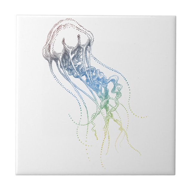 colourful jellyfish drawing tile (Front)