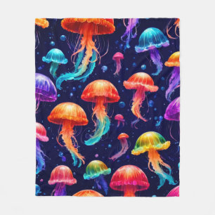 Colourful Jellyfish  Fleece Blanket