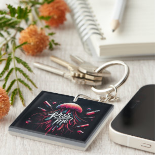 Colourful Jellyfish Illustration With Vibrant Typo Key Ring