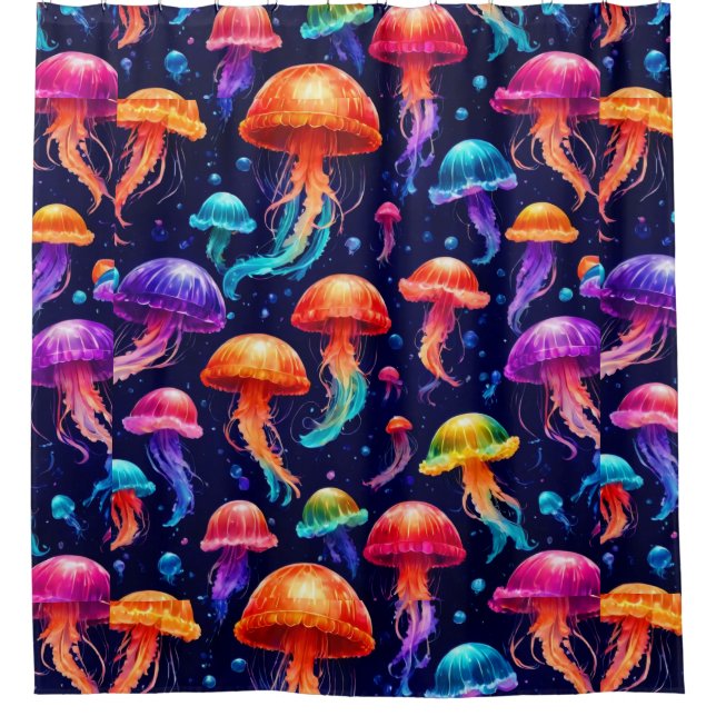 Colourful Jellyfish  Shower Curtain (Front)