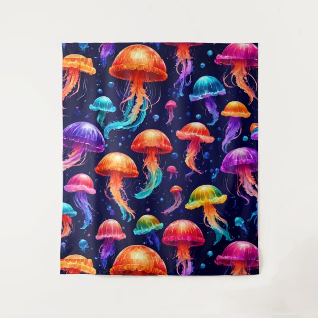 Colourful Jellyfish  Tapestry (Front)