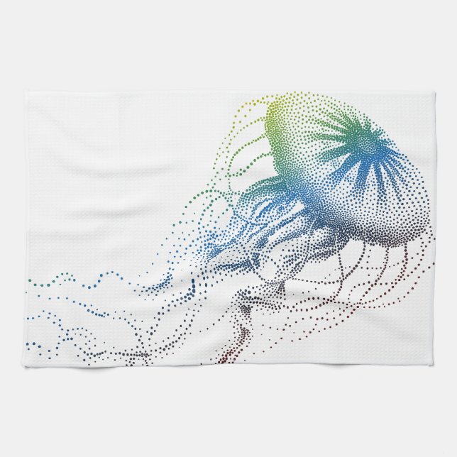 colourful jellyfish tea towel (Horizontal)