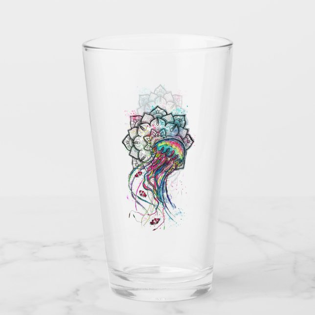 Colourful Jellyfish With Mandella Glass (Front)