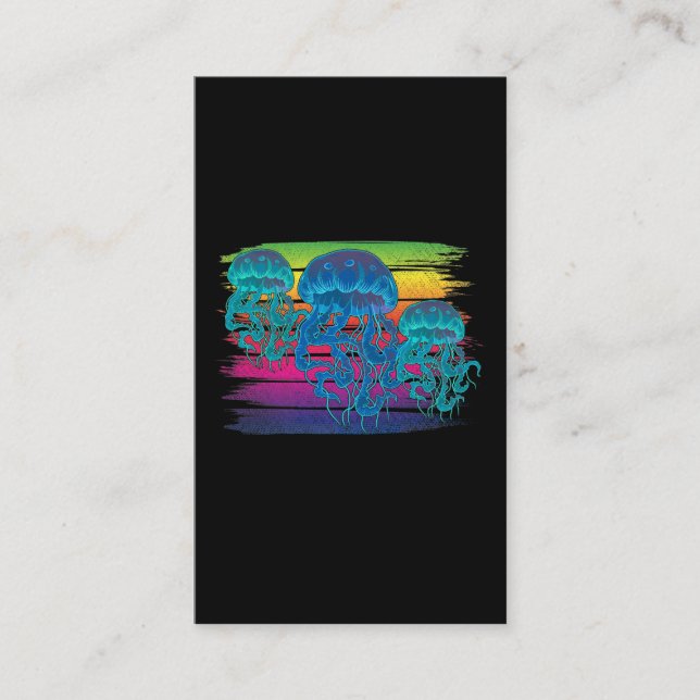 Colourful Jellyfishes Retro Sea Animal Scuba Divin Business Card (Front)